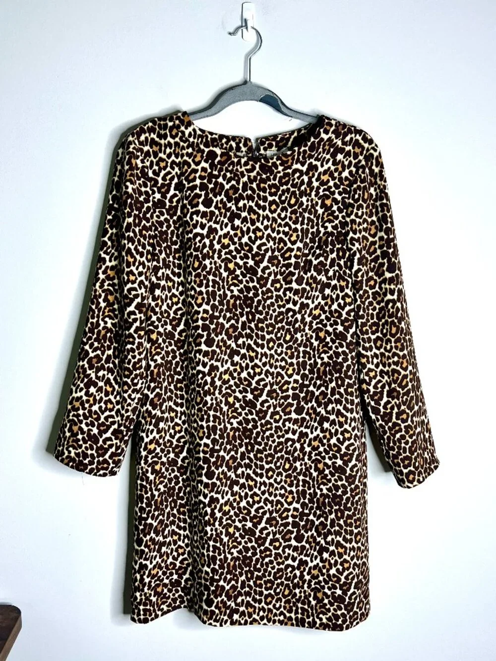 J. Crew Crepe Shift Dress in Cat Print Modest Career Fall Autumn Preppy Sz 6